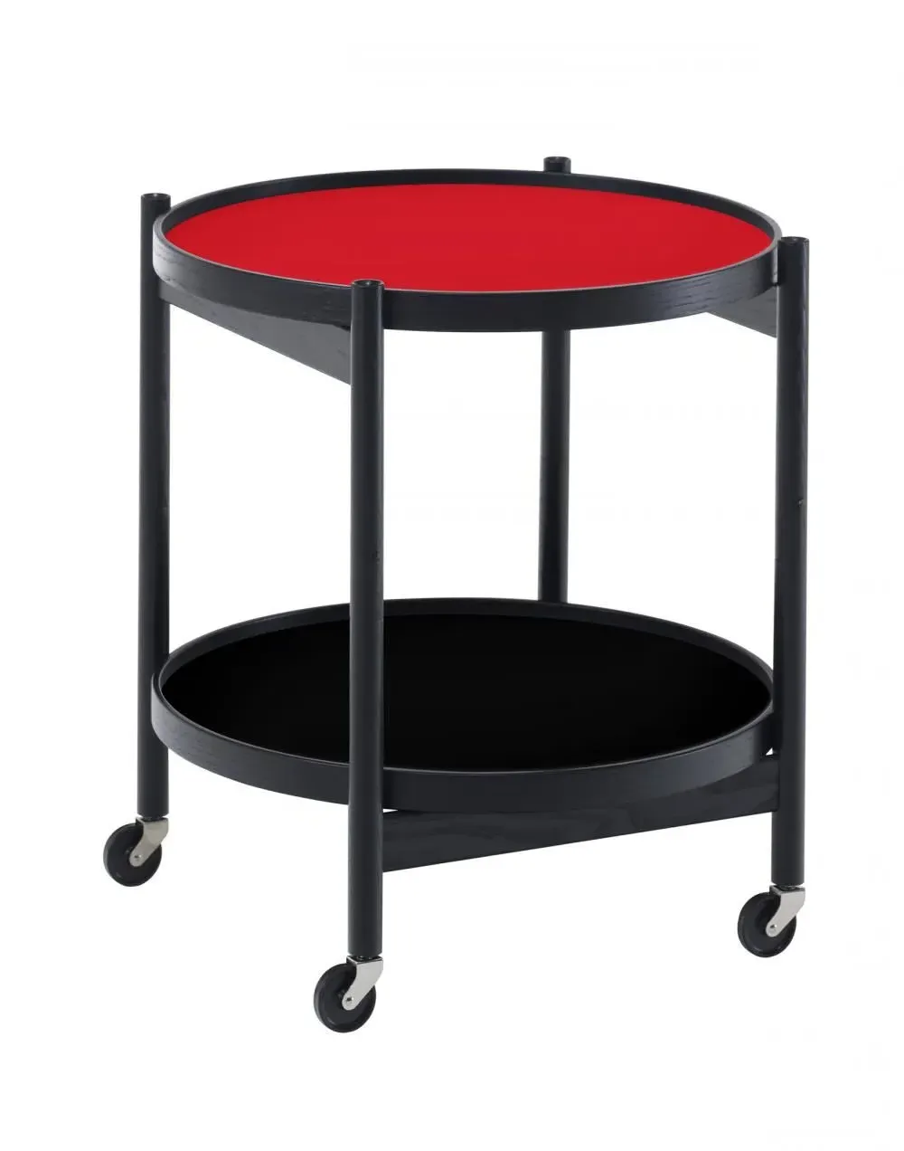 Tray Side Table with Folding Frame - Red, Oak