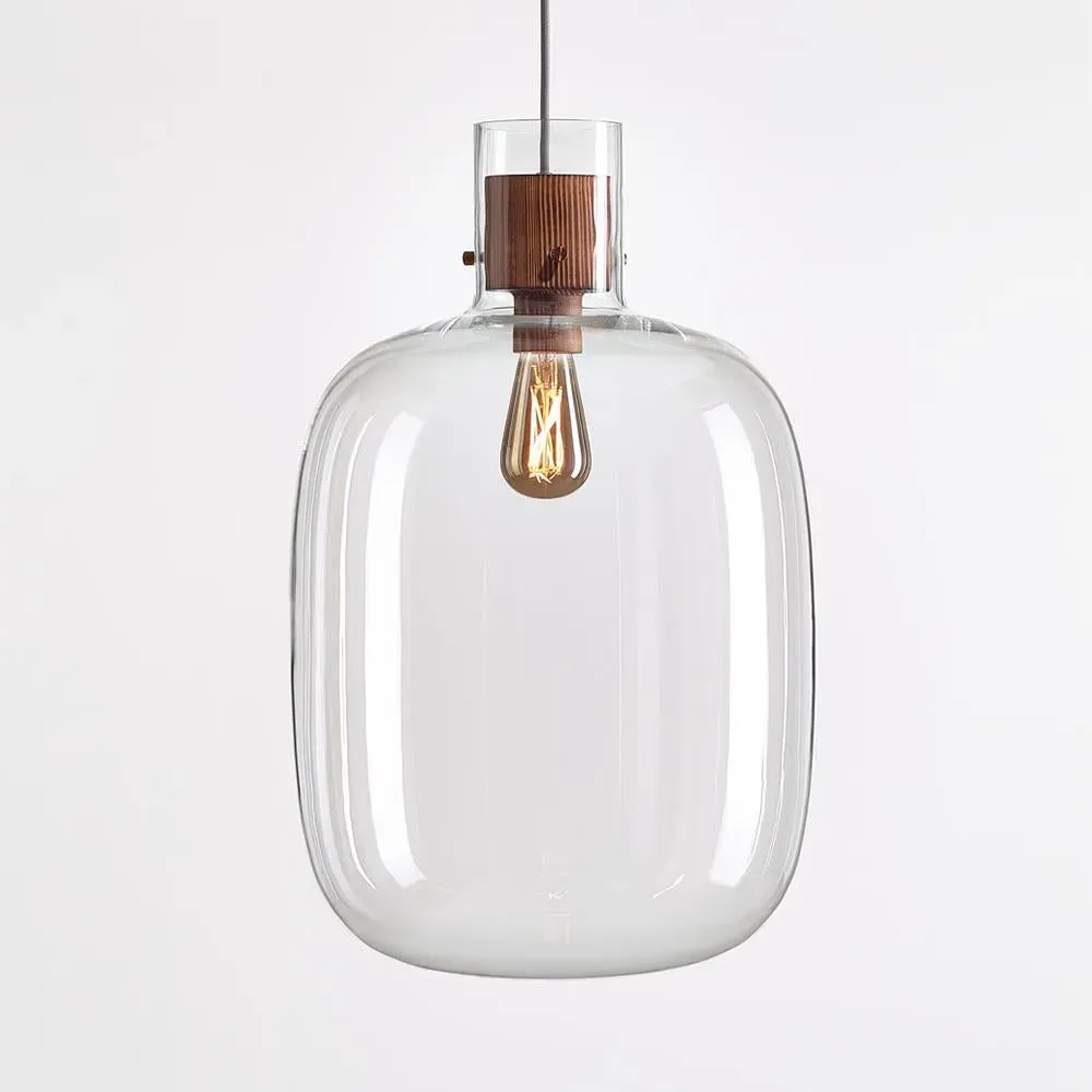 Awa Small Pendant Light - Transparent, European Oak