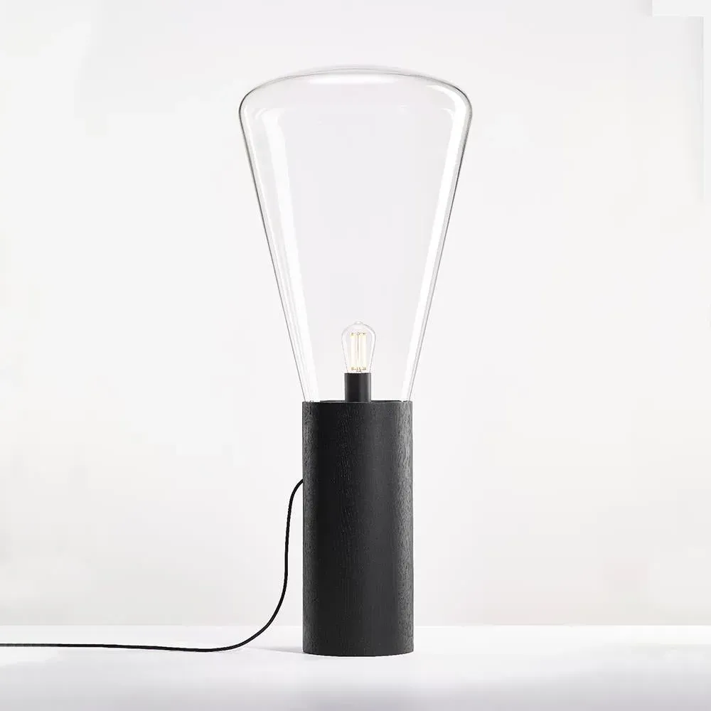 Floor Lamp with Glass Shade - Opal, Walnut