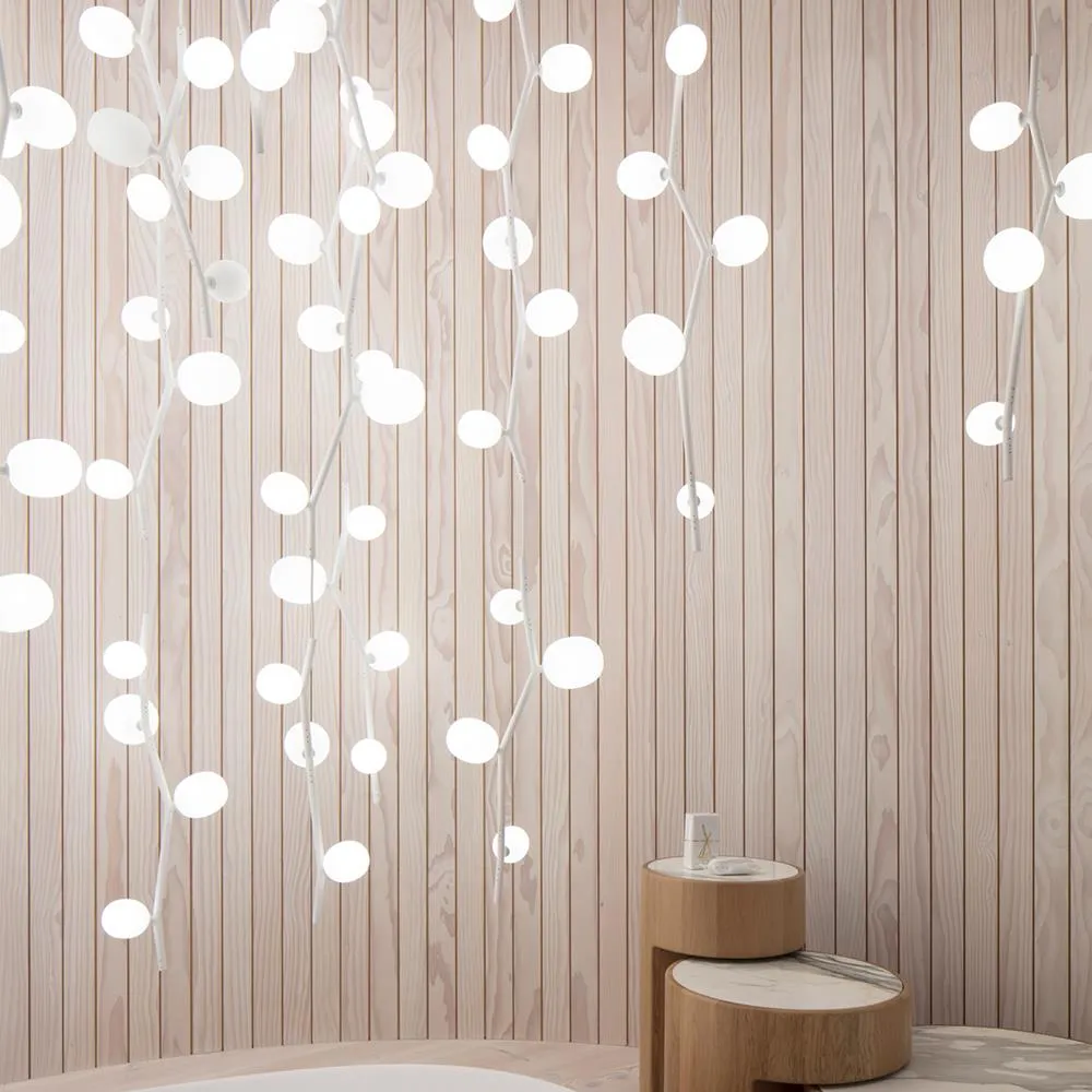 Ivy Large Vertical Pendant Light - Triplex Opal, Glass