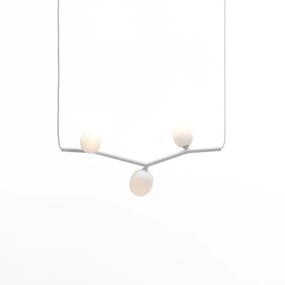 Large Horizontal Pendant Light - Opal, Glass