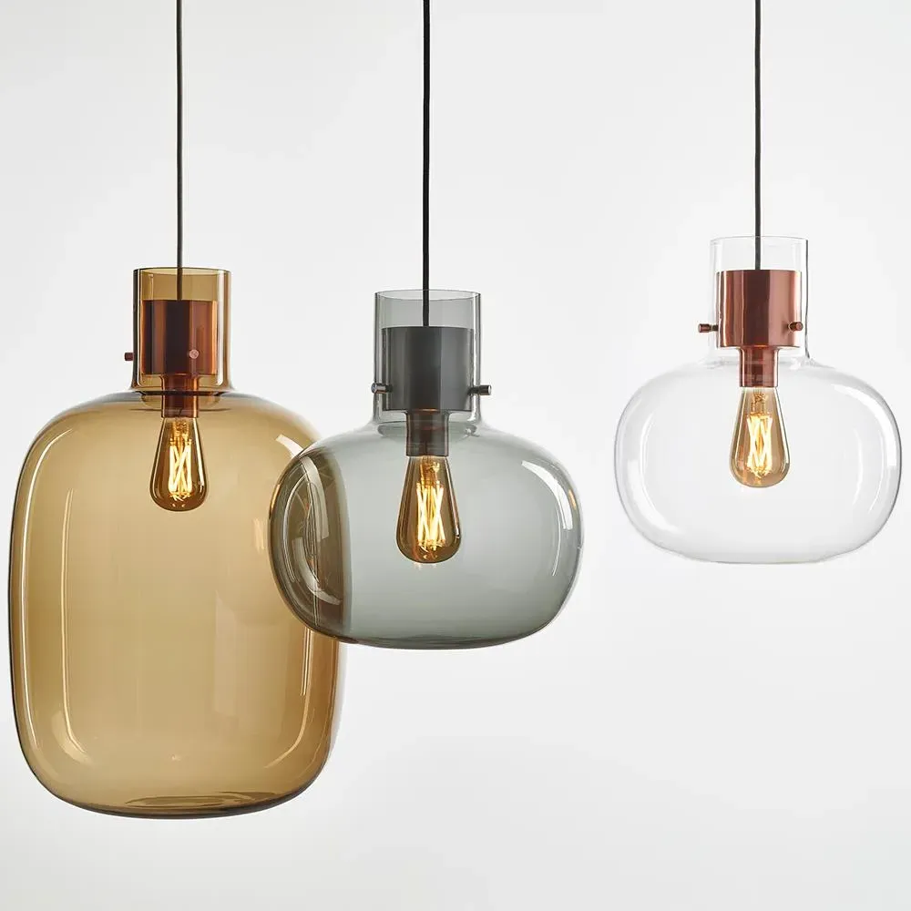 Large Pendant Light - Smoke Grey, Oak