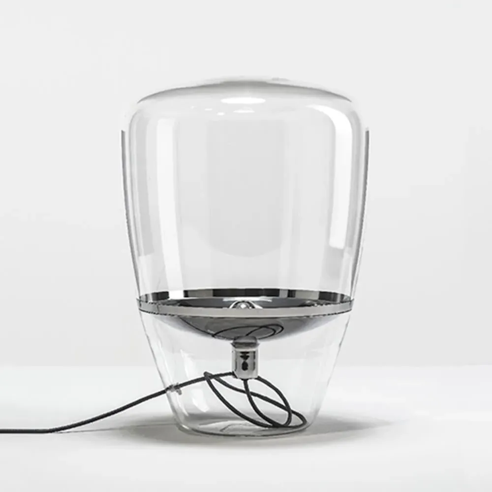 Large Table Lamp with Reflector - White, Glass