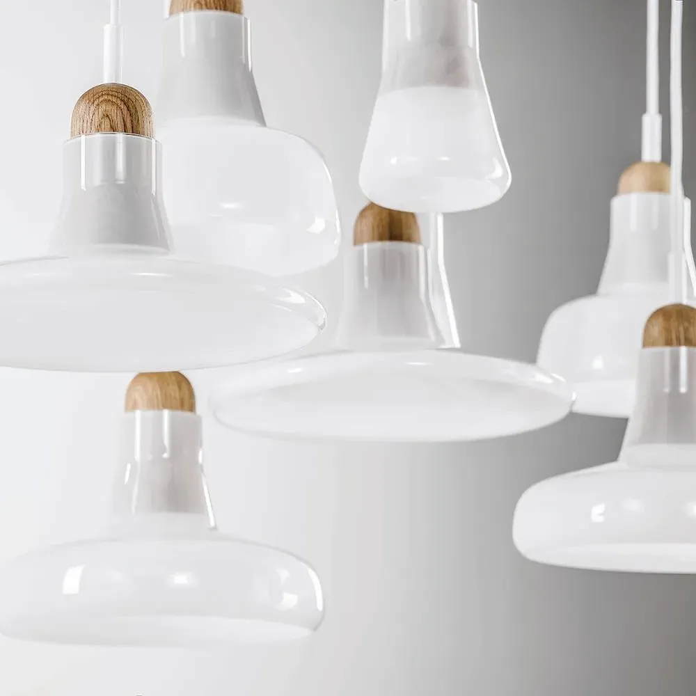 Pendant Chandelier with LED - Clear, Walnut