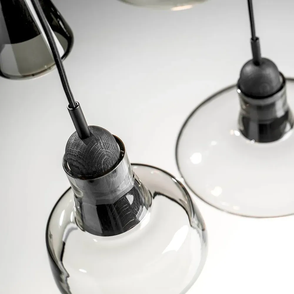 Pendant Chandelier with LED - Smoke, Walnut