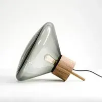 Portable Table Light - Clear, Oak Wood