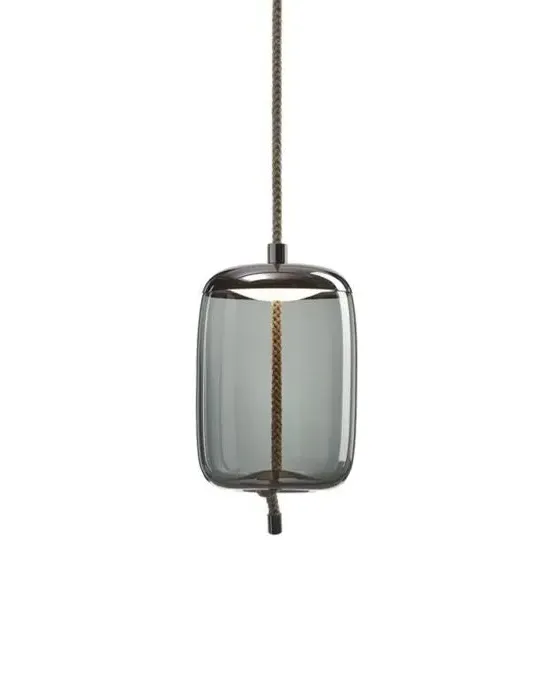 Rectangular Pendant Light with Cord - Opaline, Brass
