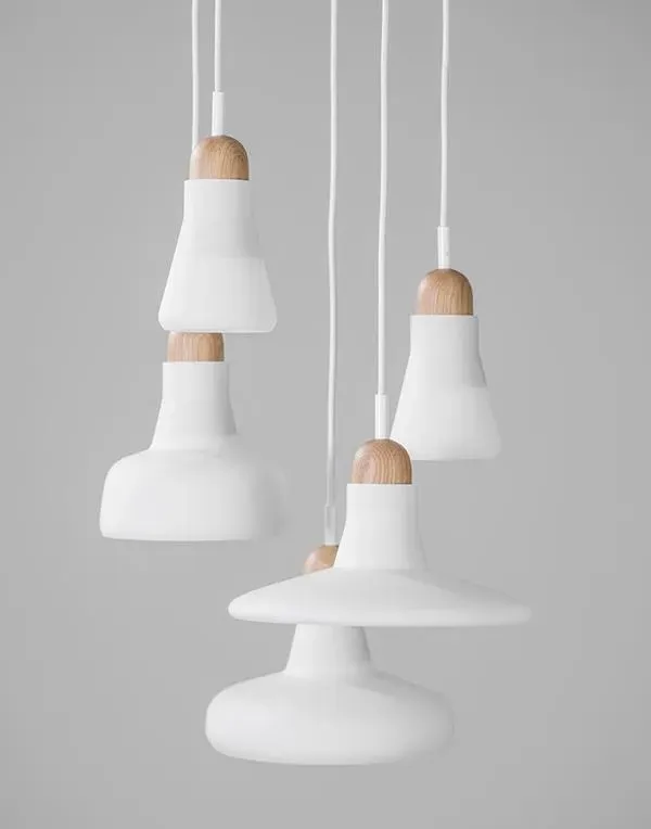 Shadows 3 Pendant Light - Black Opal Glass, Oak