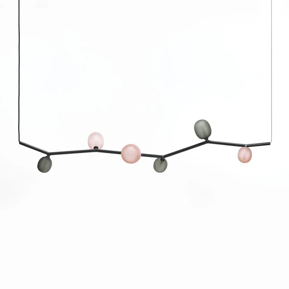 Small Horizontal Pendant Light - Light Pink, Glass