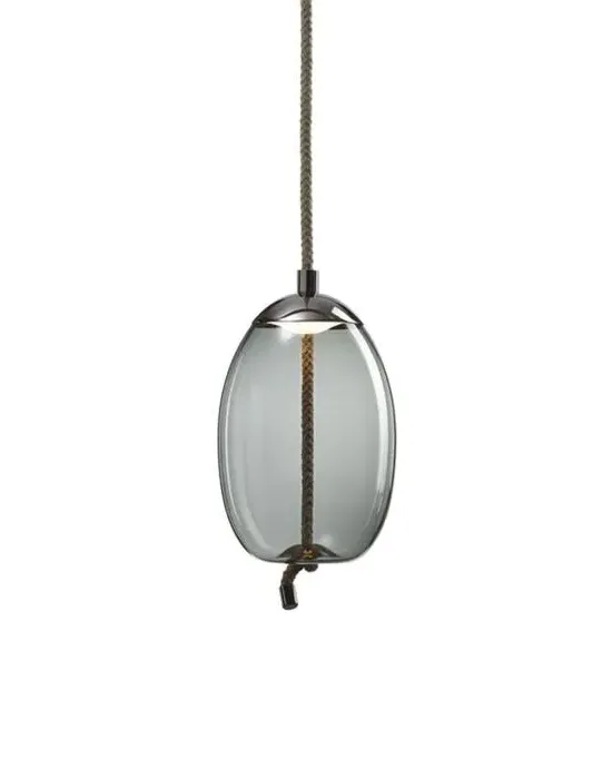 Tall Pendant Light with LED - Smoke Grey, Glass