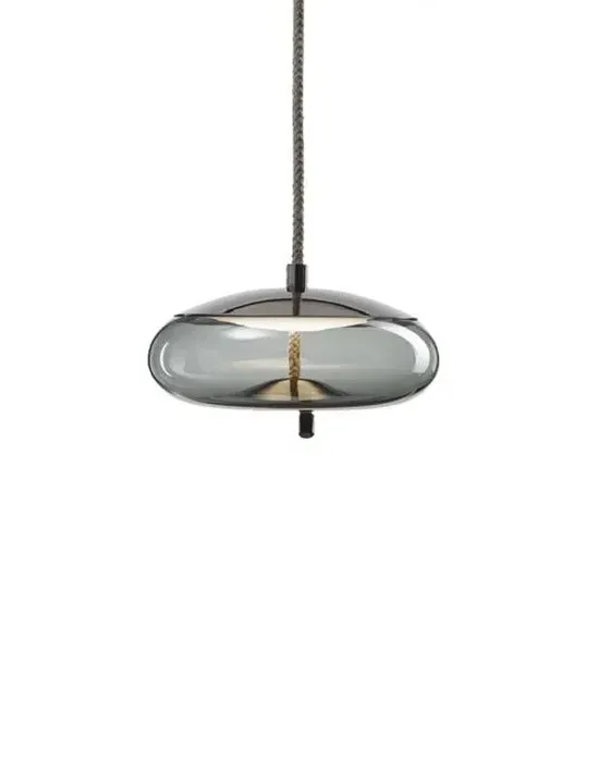 Wide Pendant Light with Cord - Smoke Grey