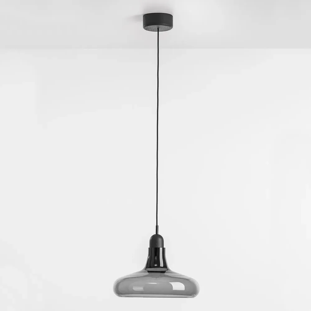 XL Pendant Light Grey Etched - Oak Wood