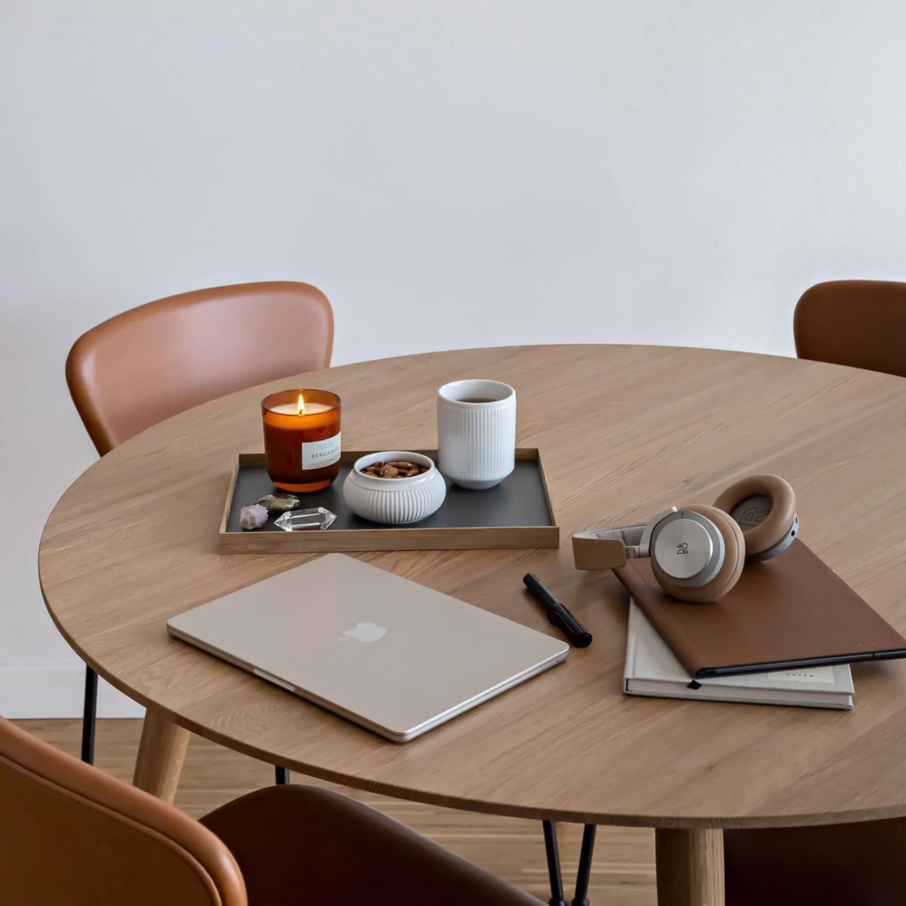 10-Piece Dining Chair Set - Cognac, Leather