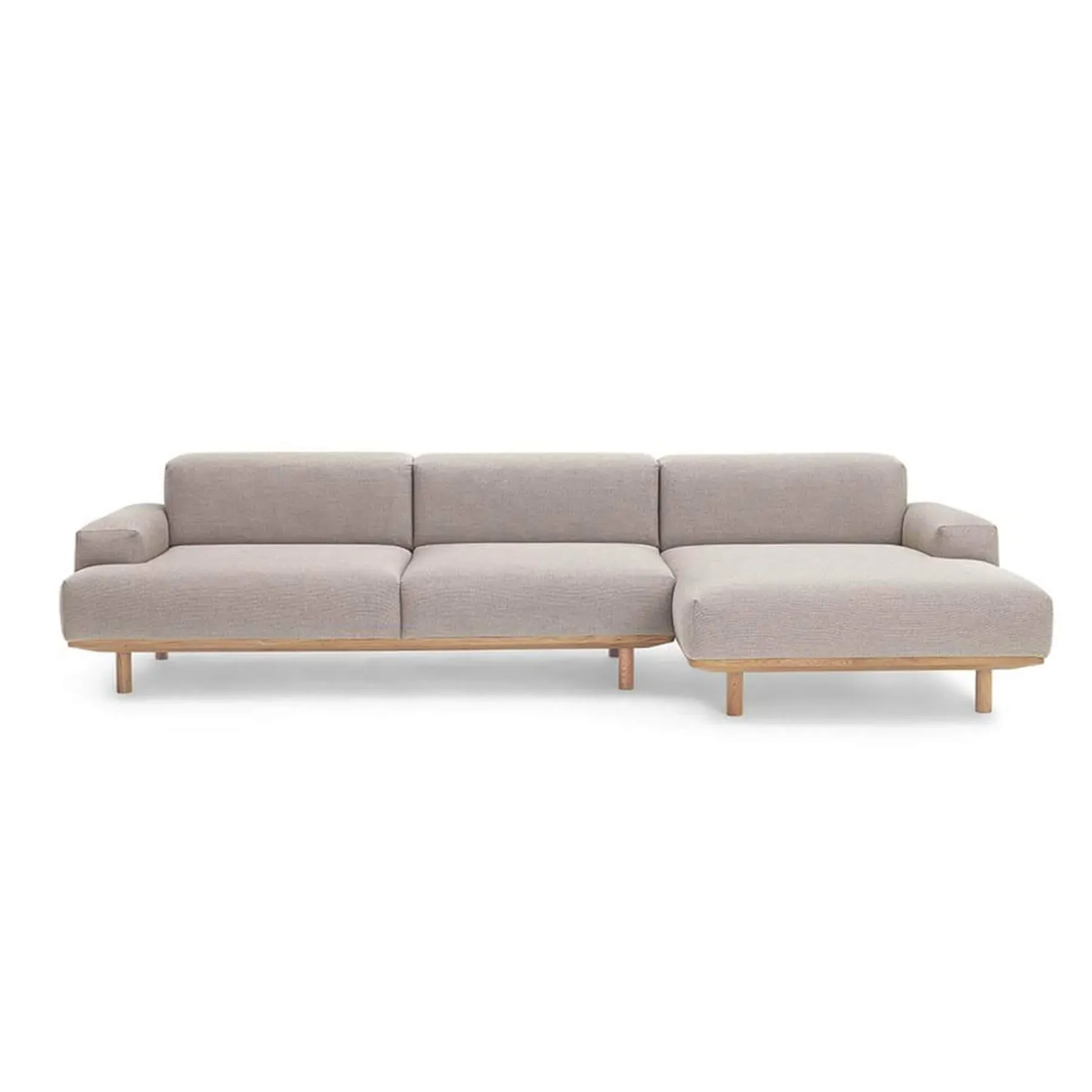 2-Seater Chaise Sofa Left - Re-wool, Oak