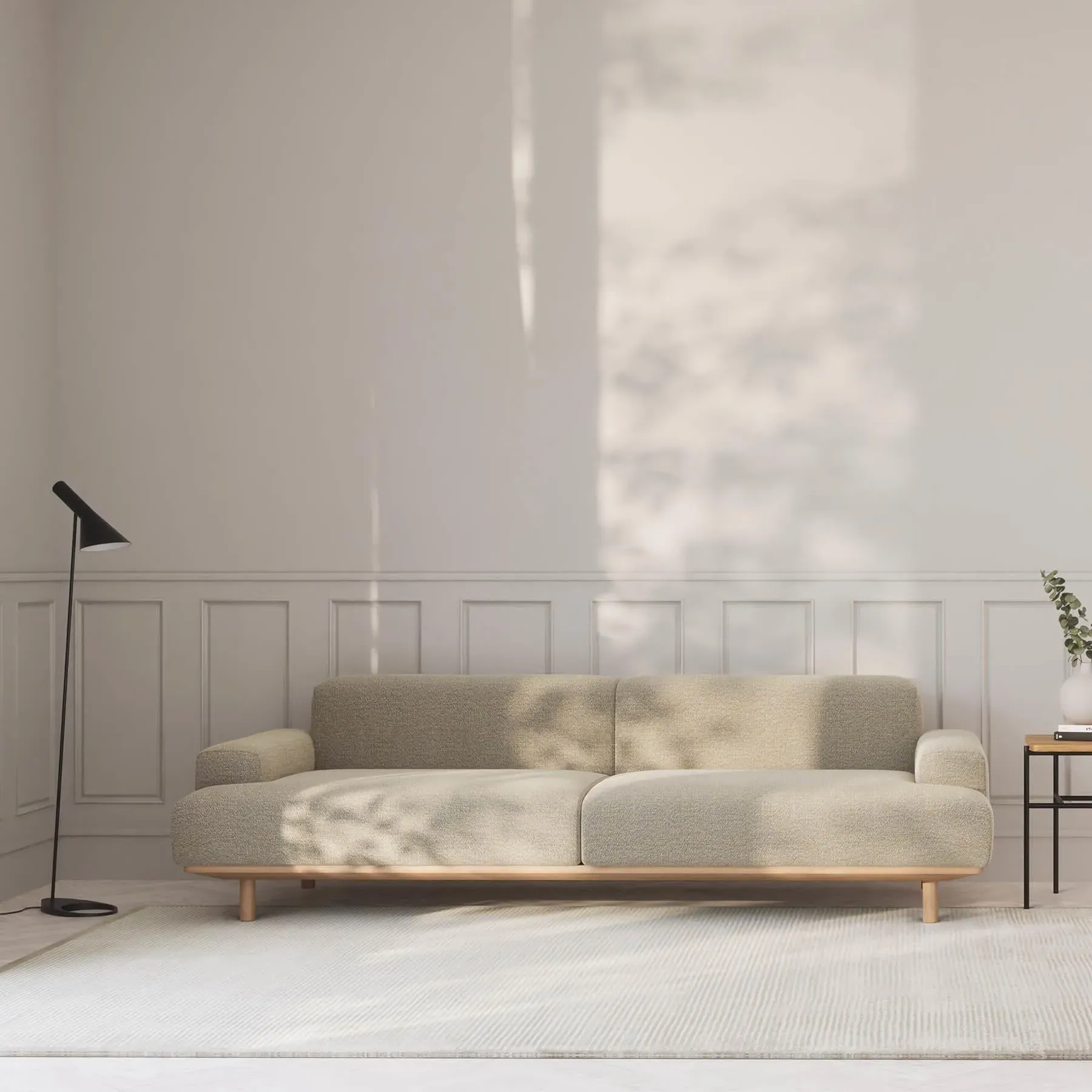 2-Seater Sofa with Oak Frame - Re-wool