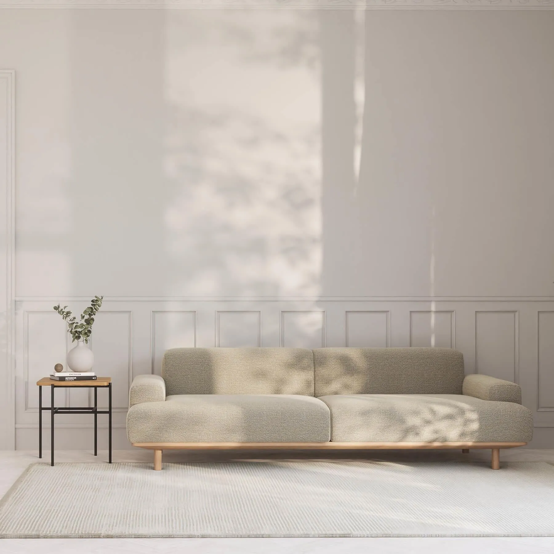 2.5-Seater Sofa with Oak Frame - Re-wool