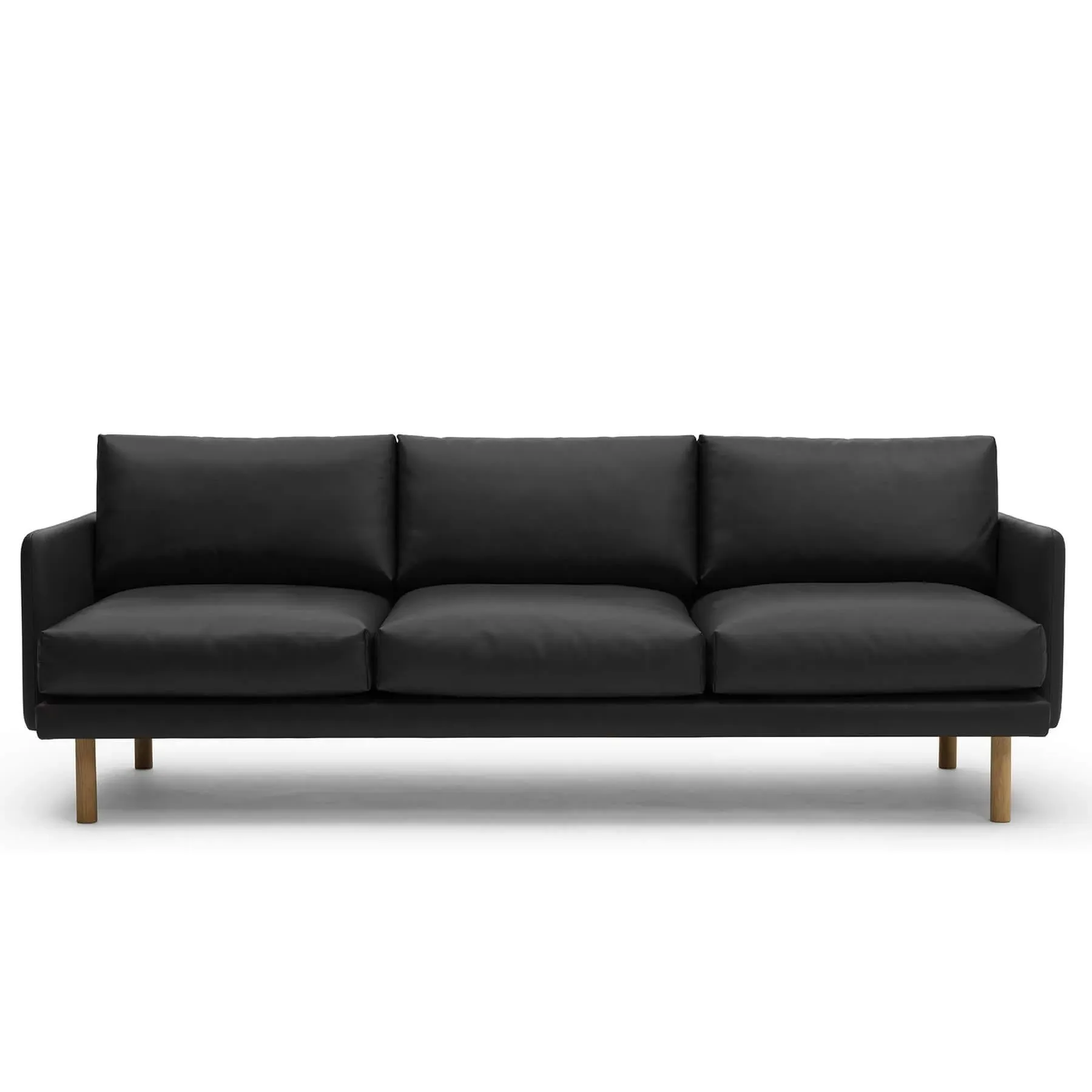 3-Seater Sofa with Springs - Black, Oak image