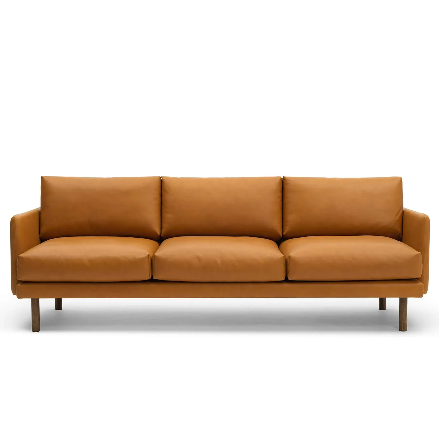 3-Seater Sofa with Springs - Cognac, Oak