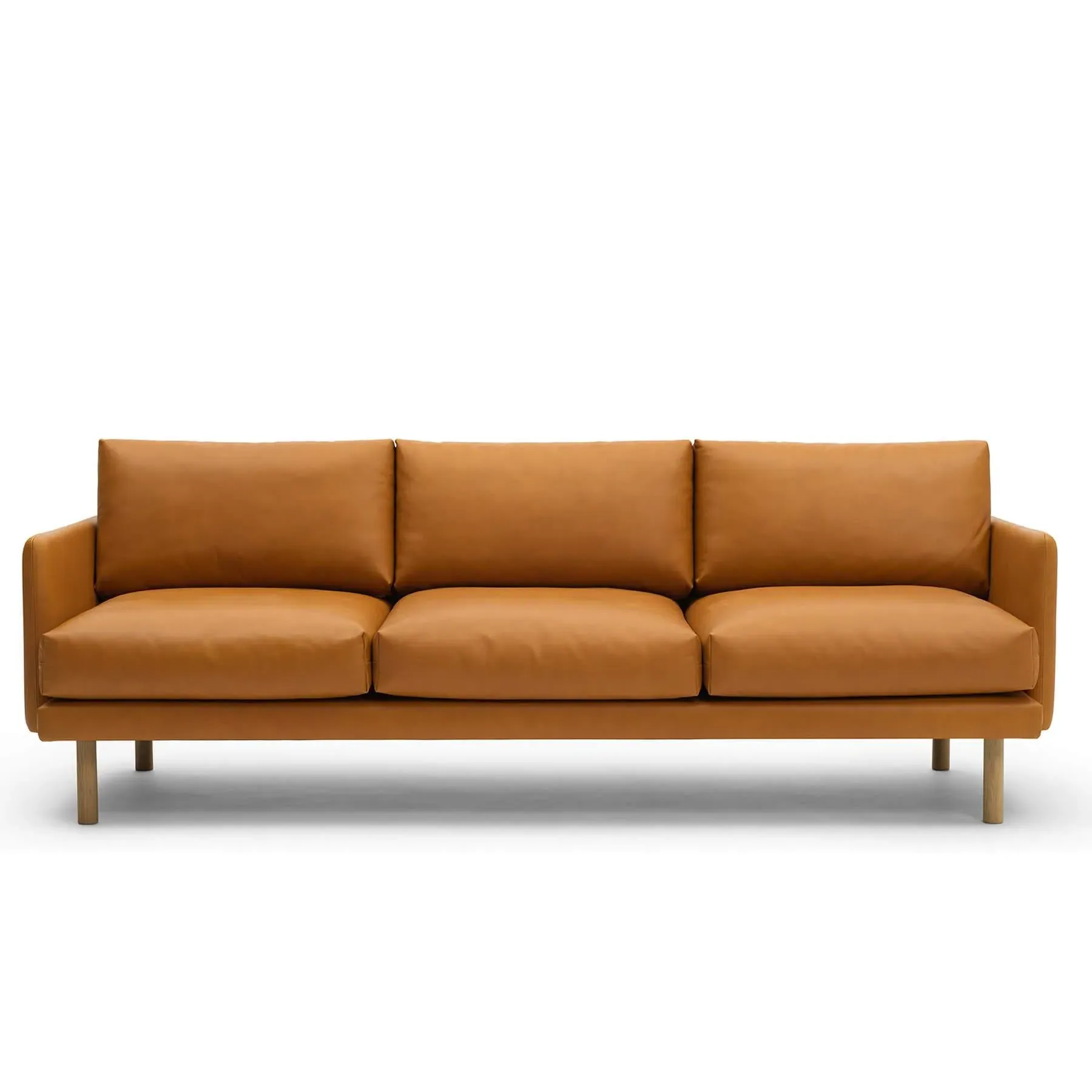 3-Seater Sofa with Springs - Cognac, Oak image