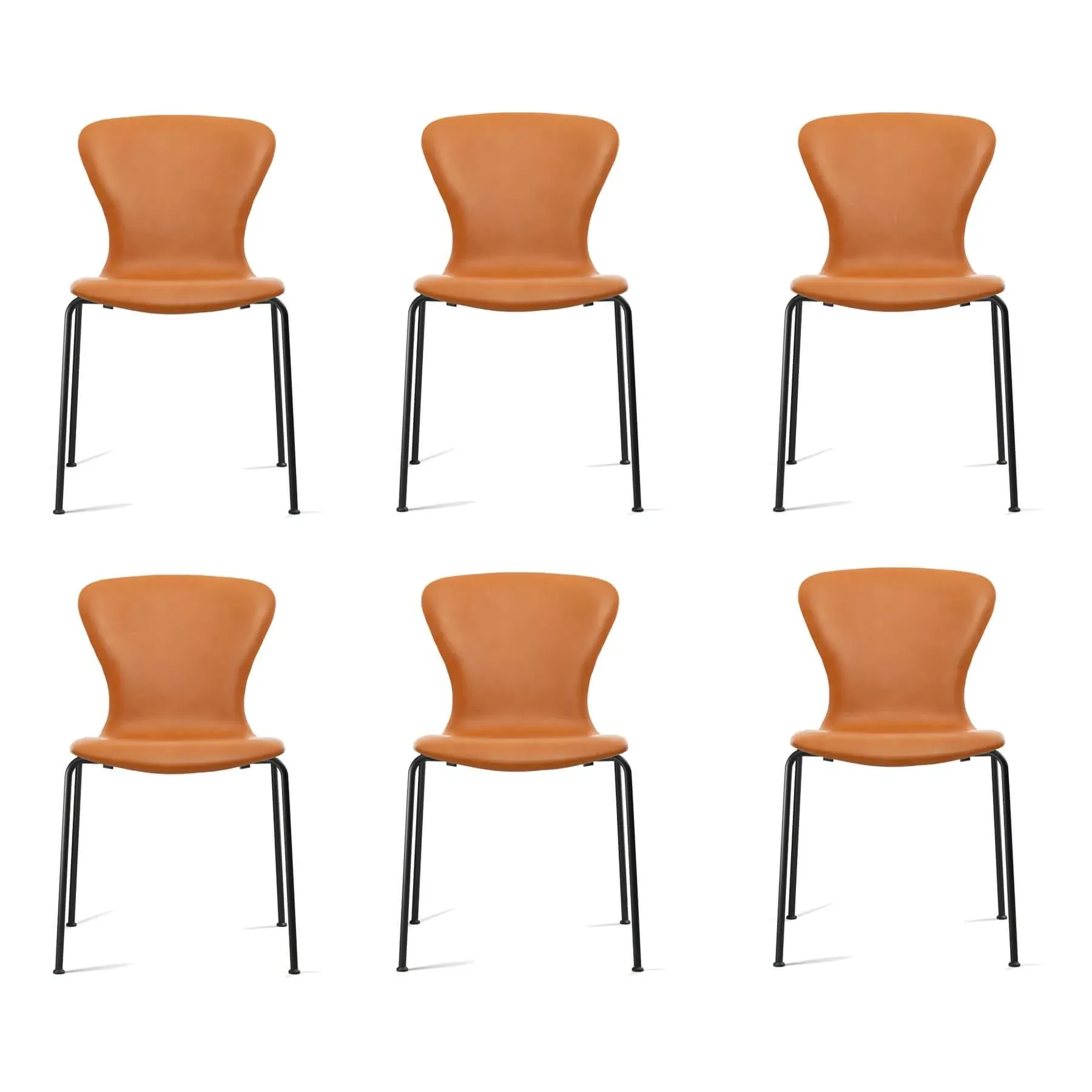 4-Piece Dining Chair Set - Cognac, Leather