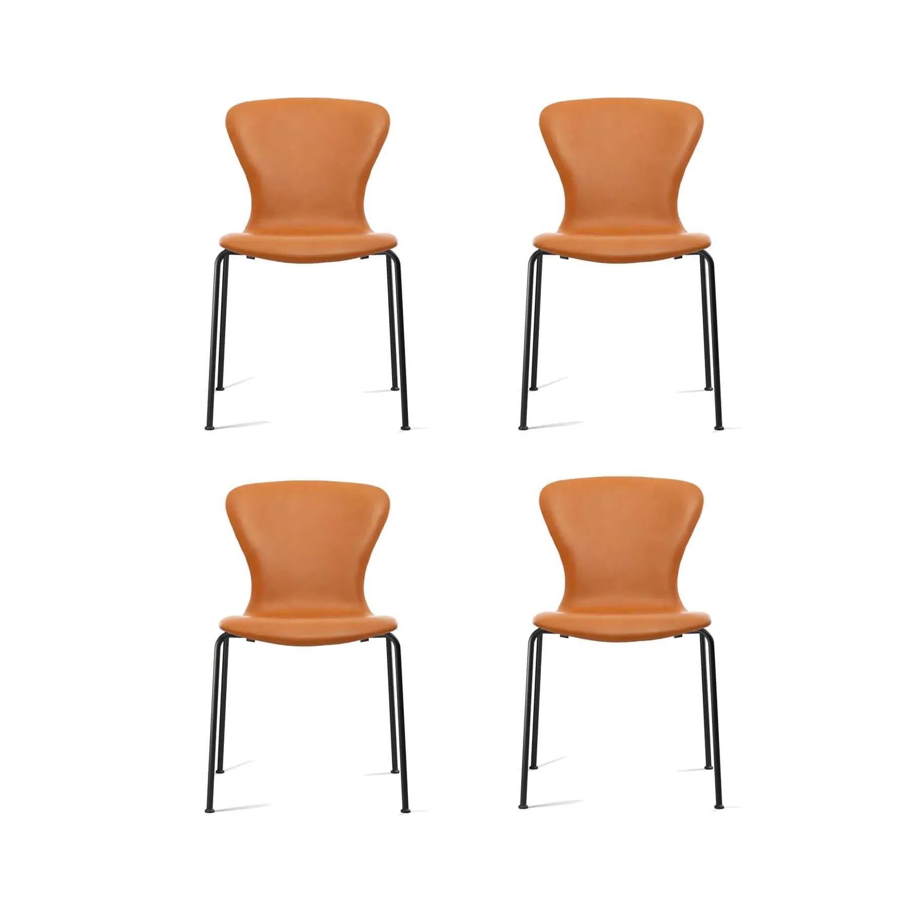 4-Piece Dining Chair Set - Cognac, Leather image