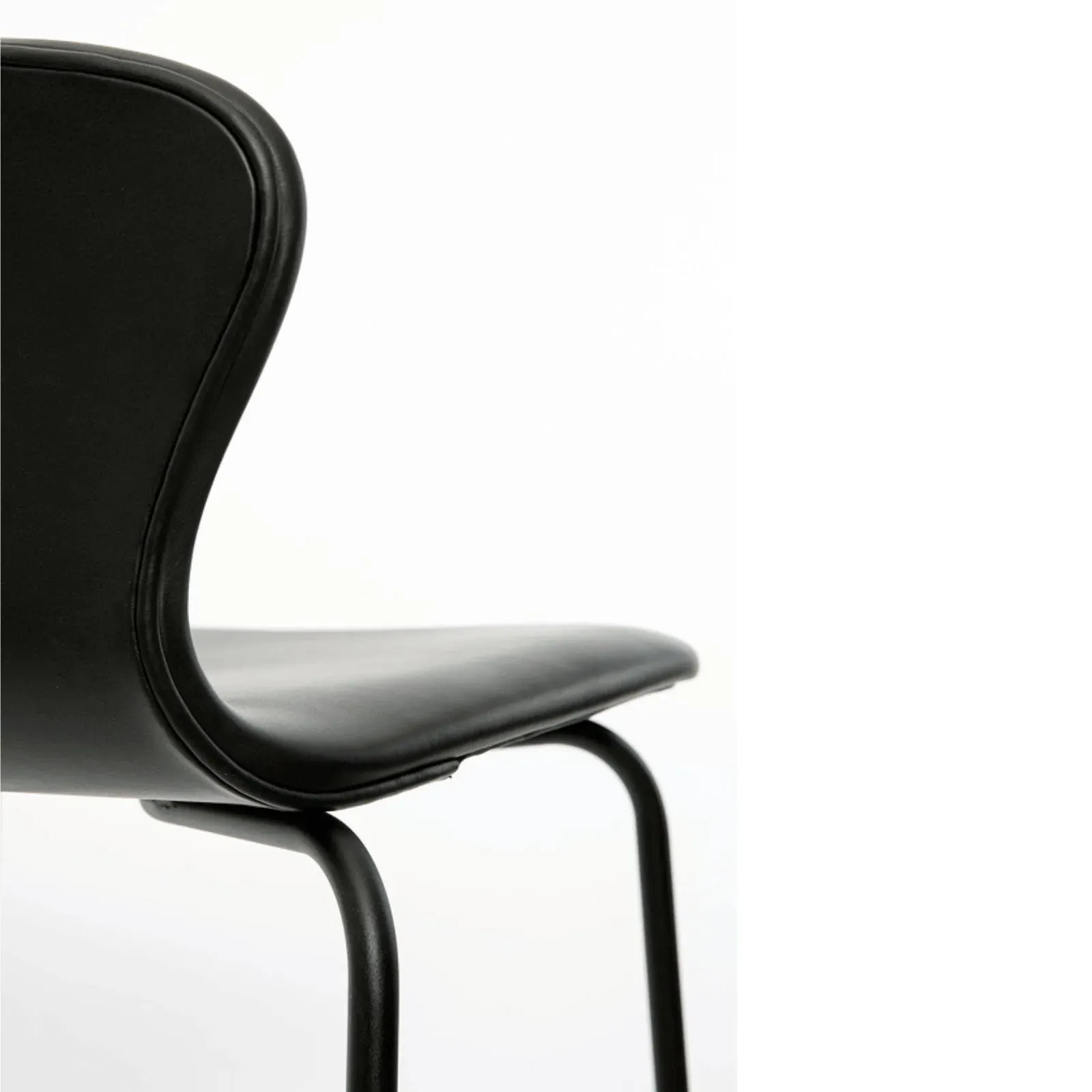 Counter Stool with Backrest - Black, Leather