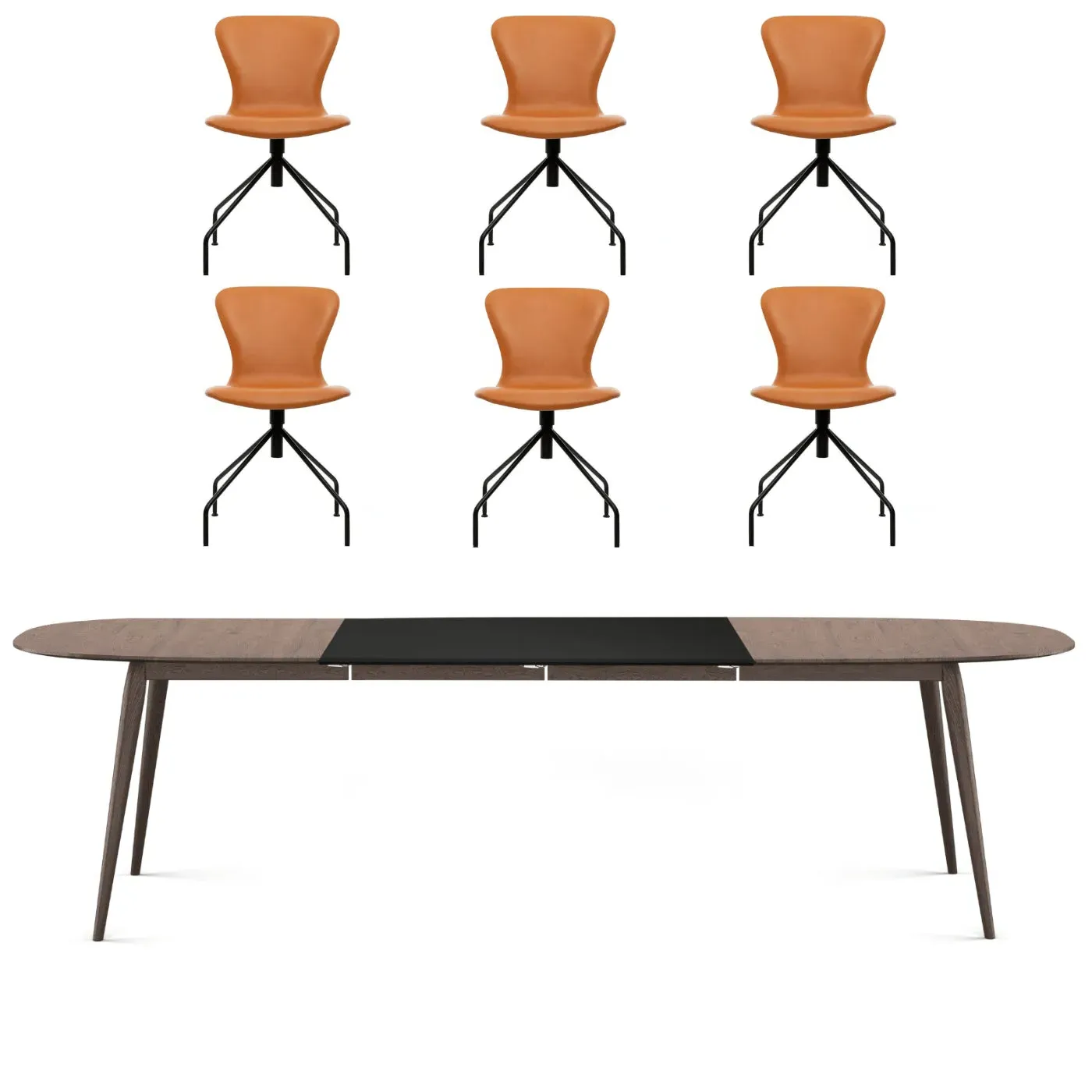 Extendable Dining Set with Swing Chairs - Oak