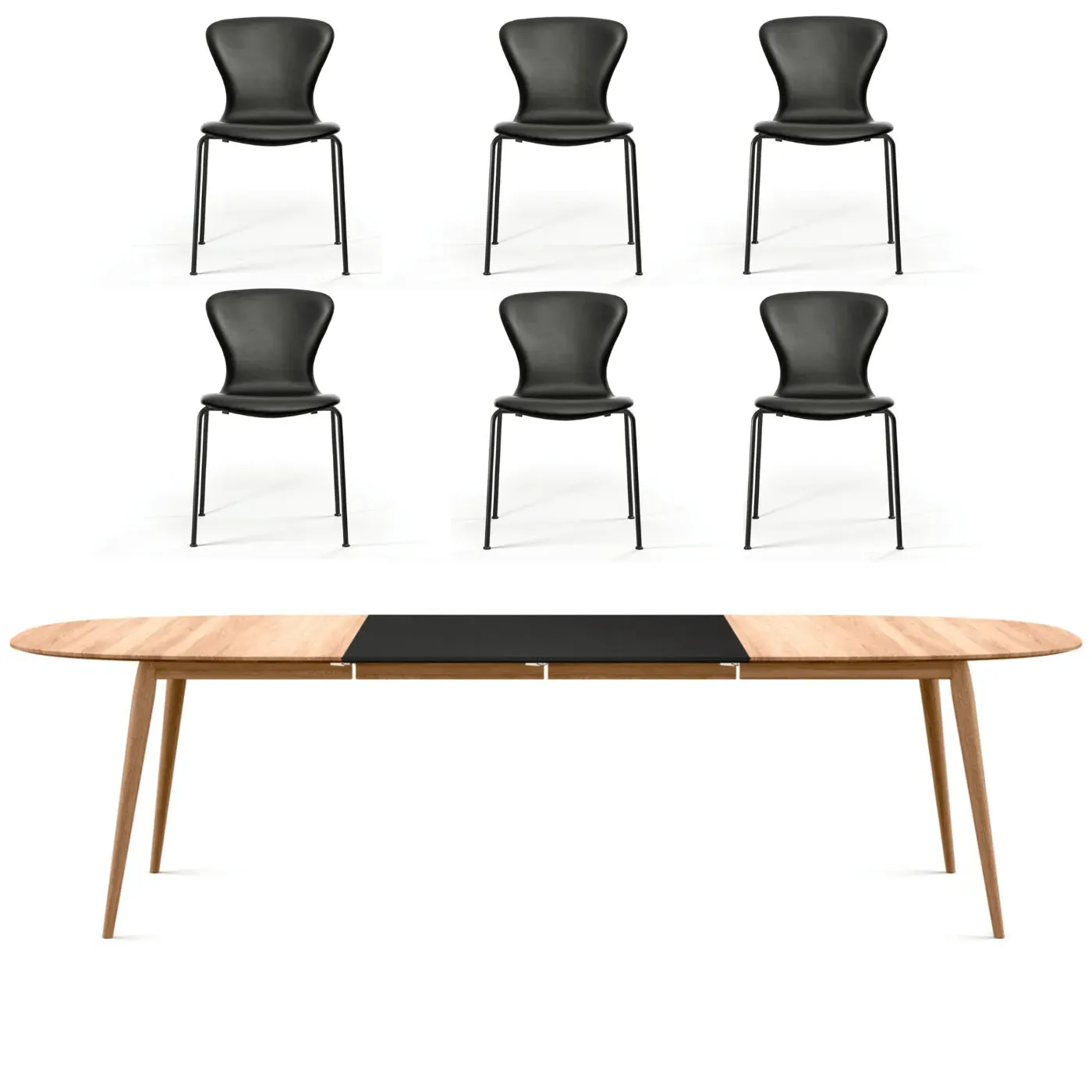 Extendable Dining Set with Tube Chairs - Oak image