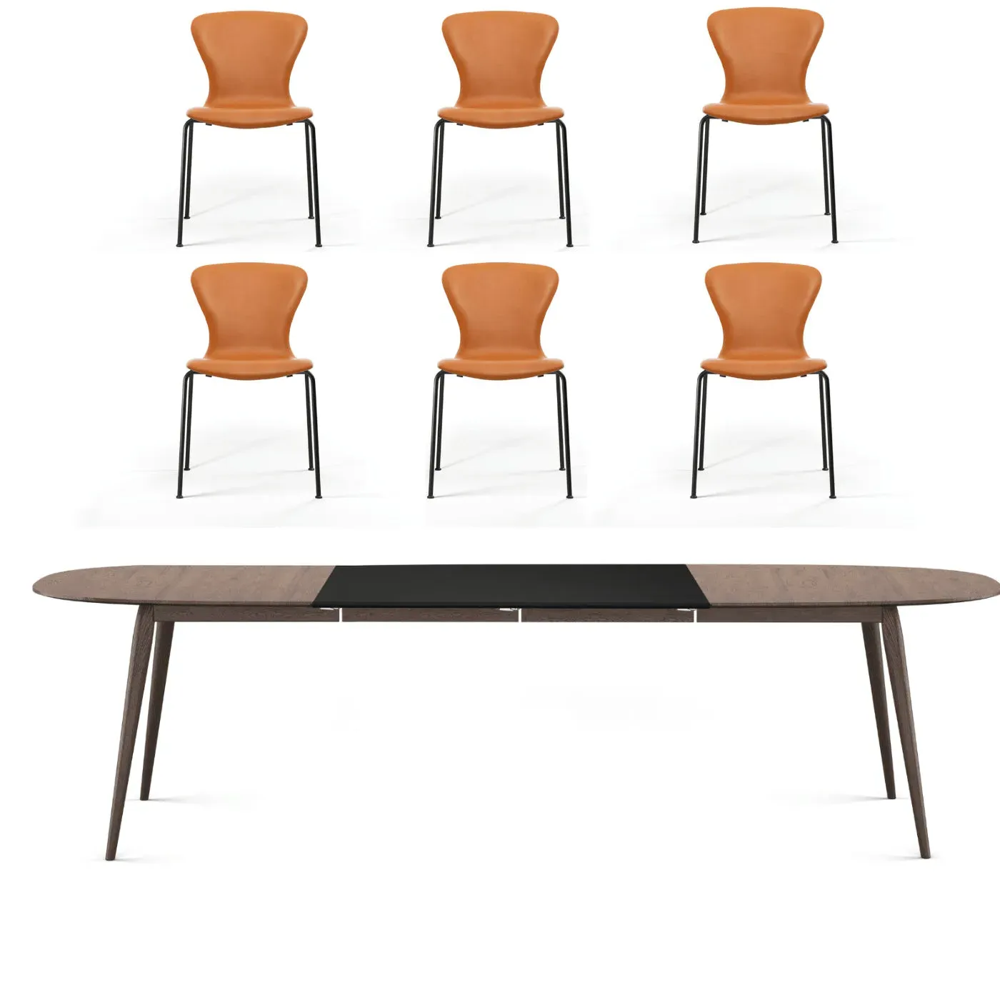 Extendable Dining Set with Tube Chairs - Oak