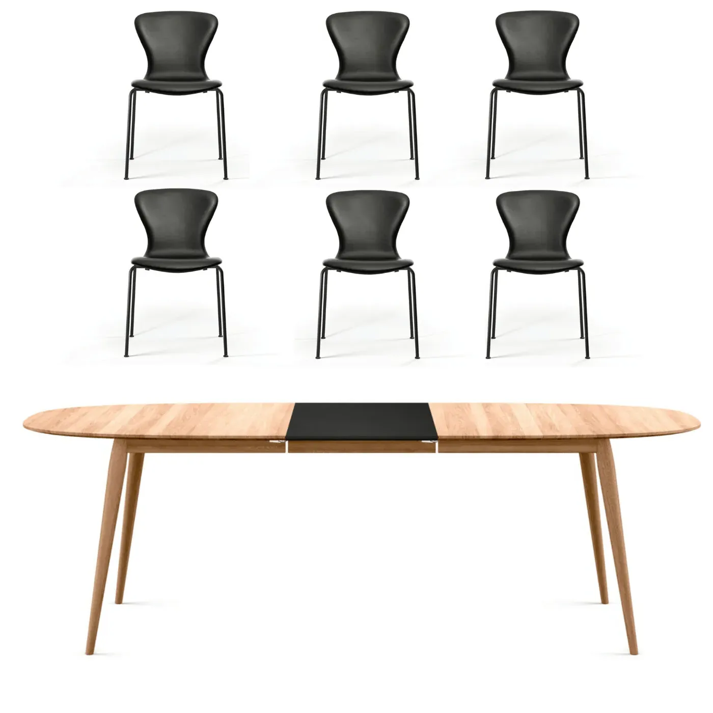 Extendable Dining Set with Tube Chairs - Oak