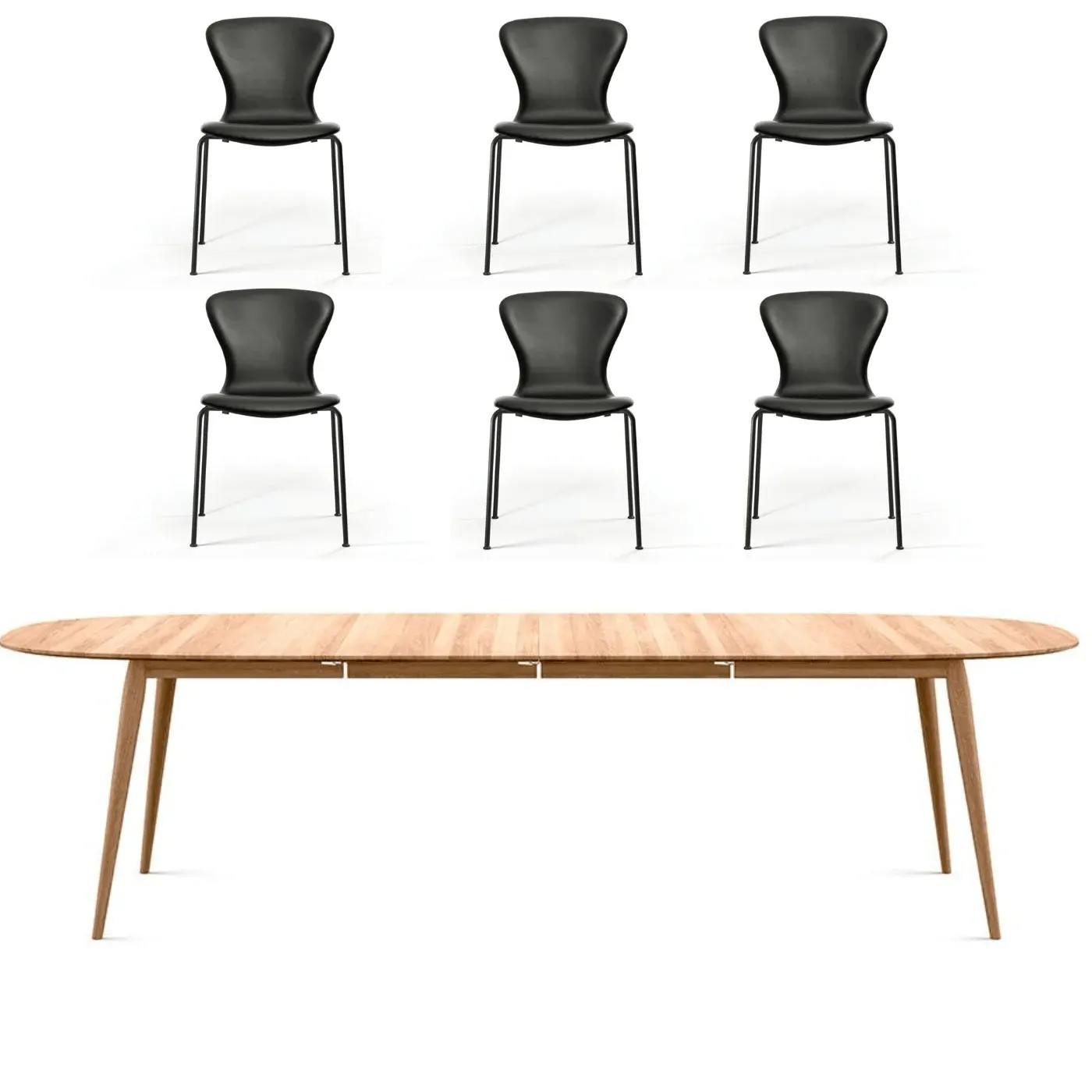 Extendable Dining Set with Tube Chairs - Oak