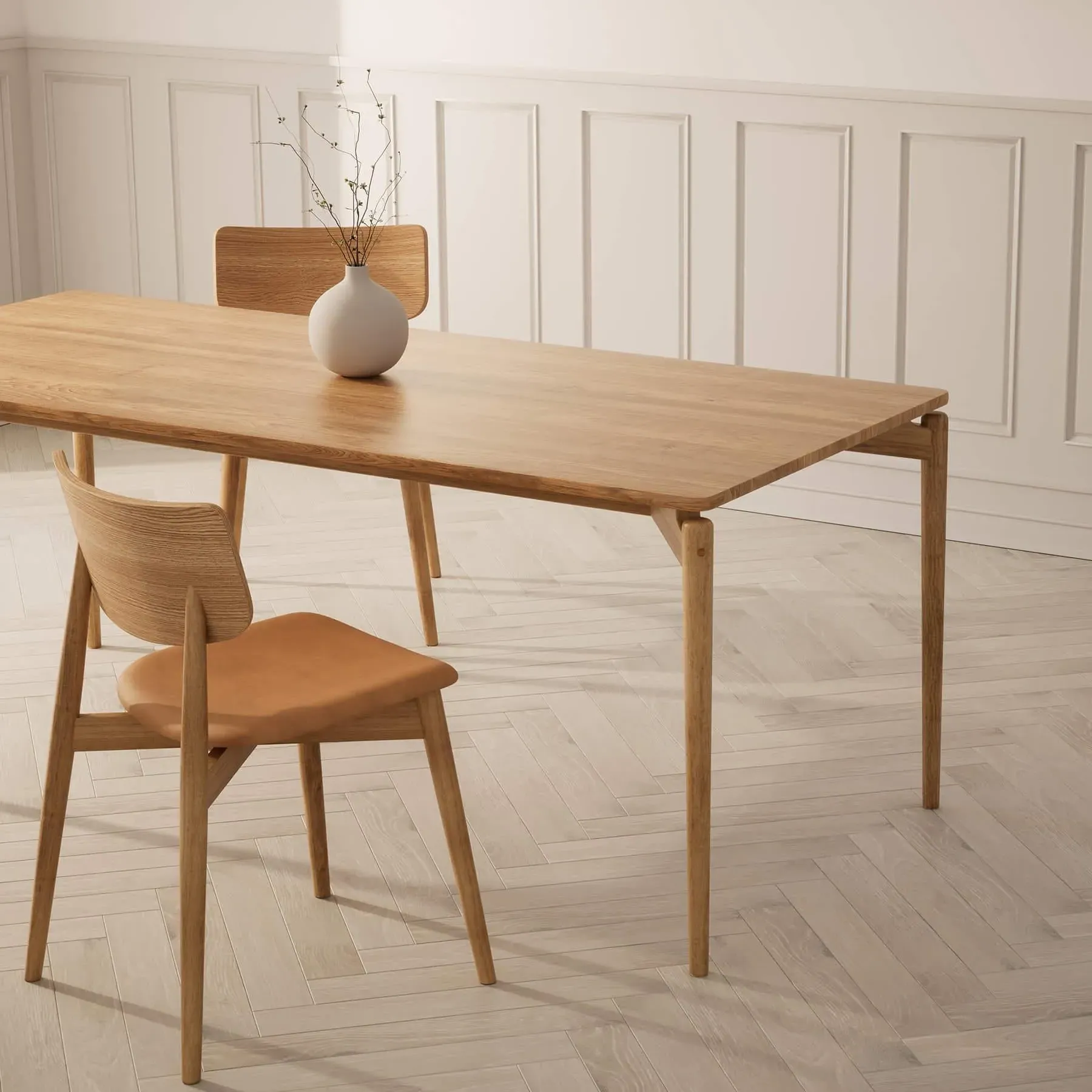 Extendable Dining Table with 2 Black Plates - Oak