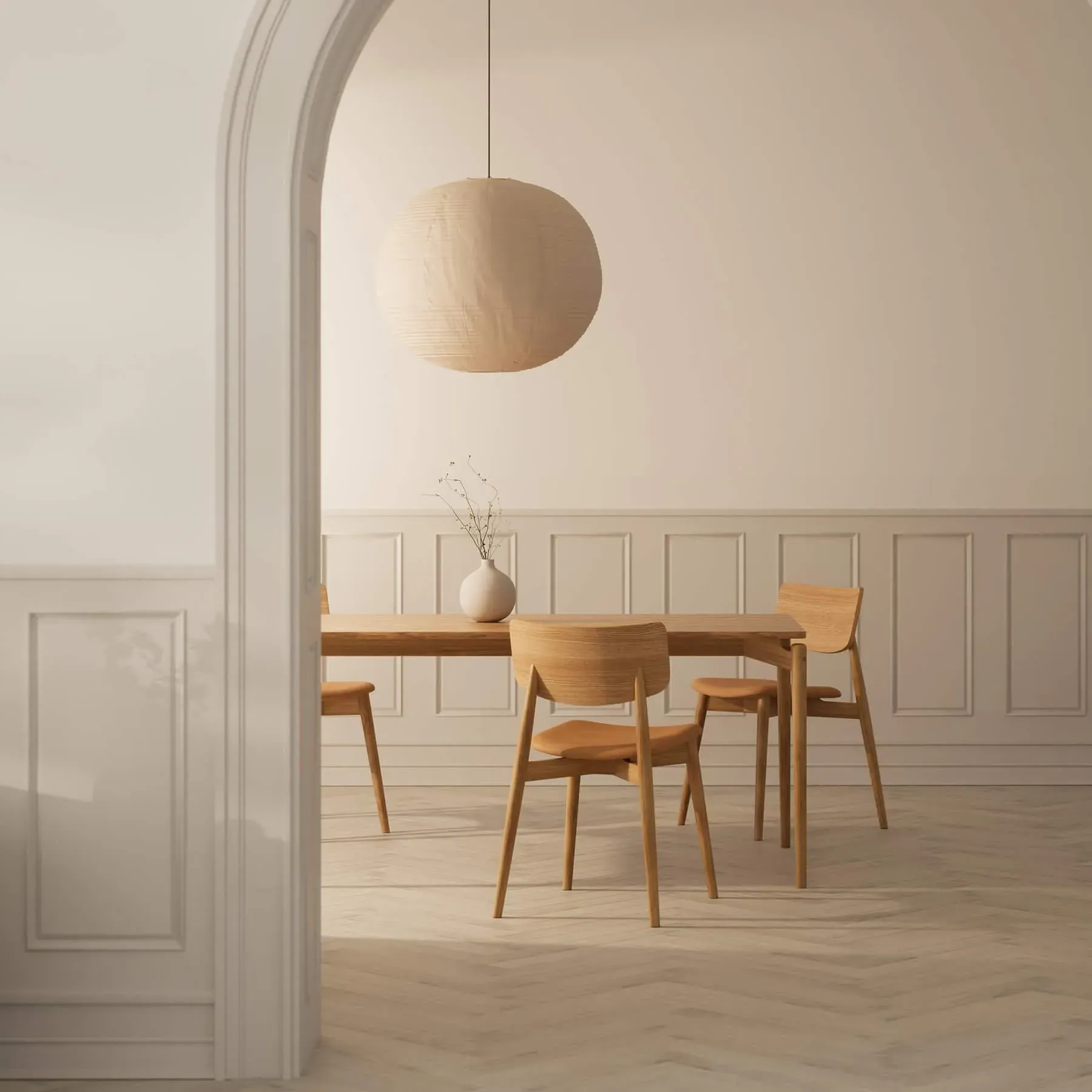 Extendable Dining Table with Black Plates - Oak