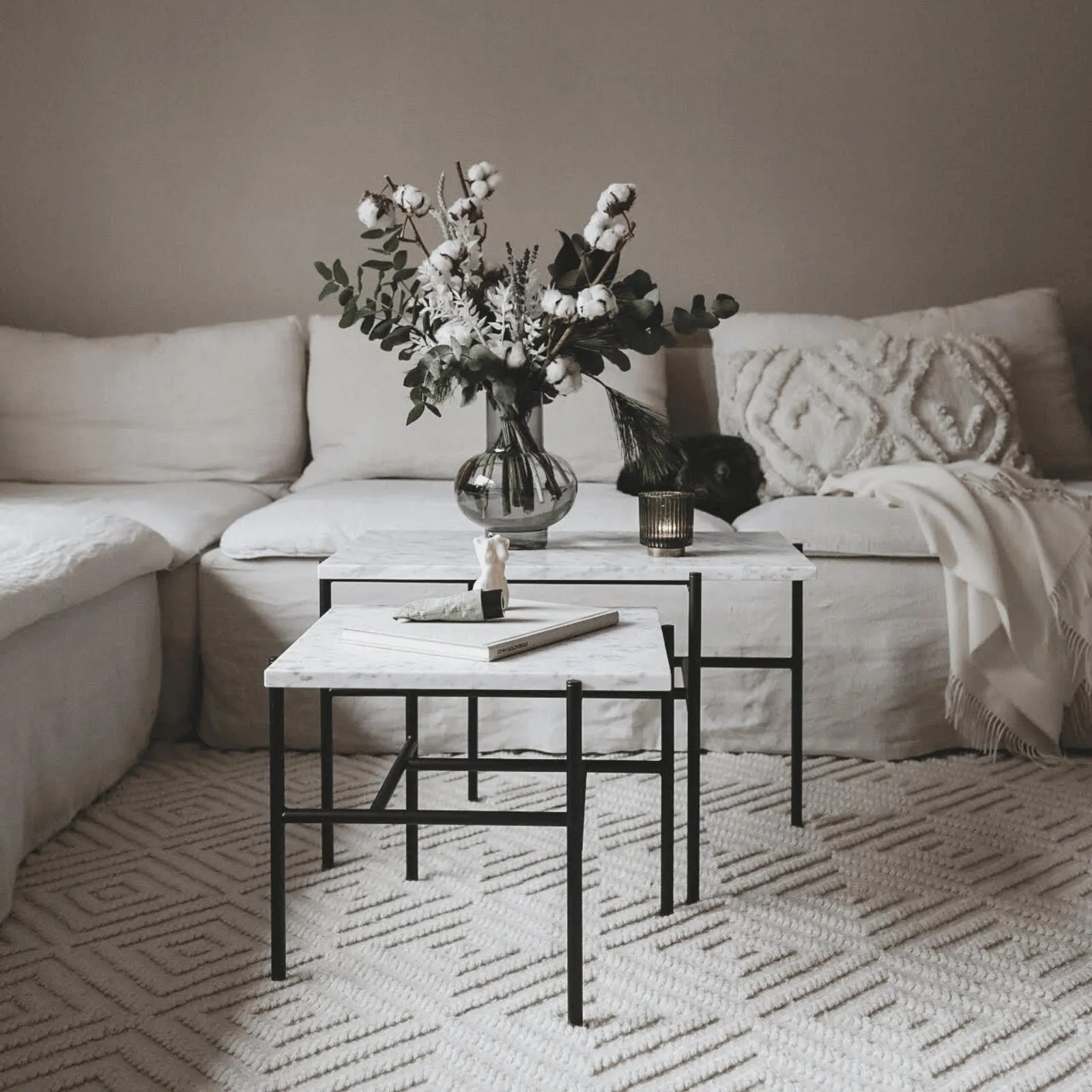 Medium Coffee Table with Storage - Bianco, Marble