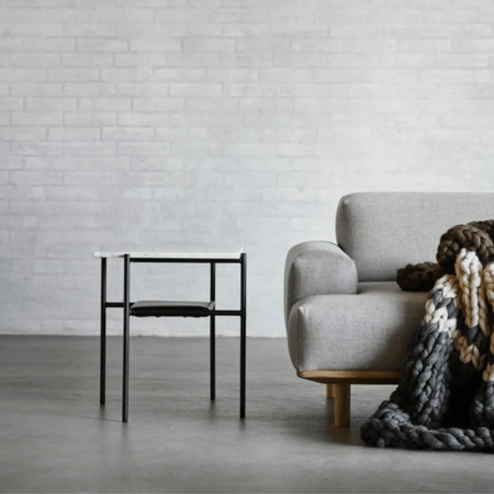 Small Coffee Table with Storage - Bianco, Marble