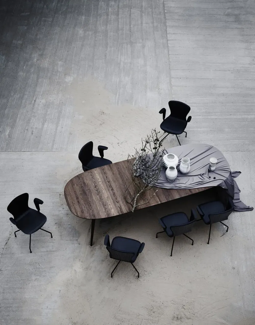 Small Oval Dining Table - Smoked Oak, Solid Wood