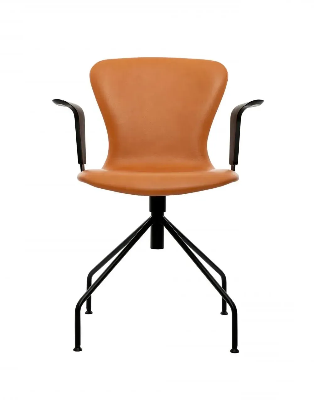 Swivel Armchair with 360° Base - Black, Leather