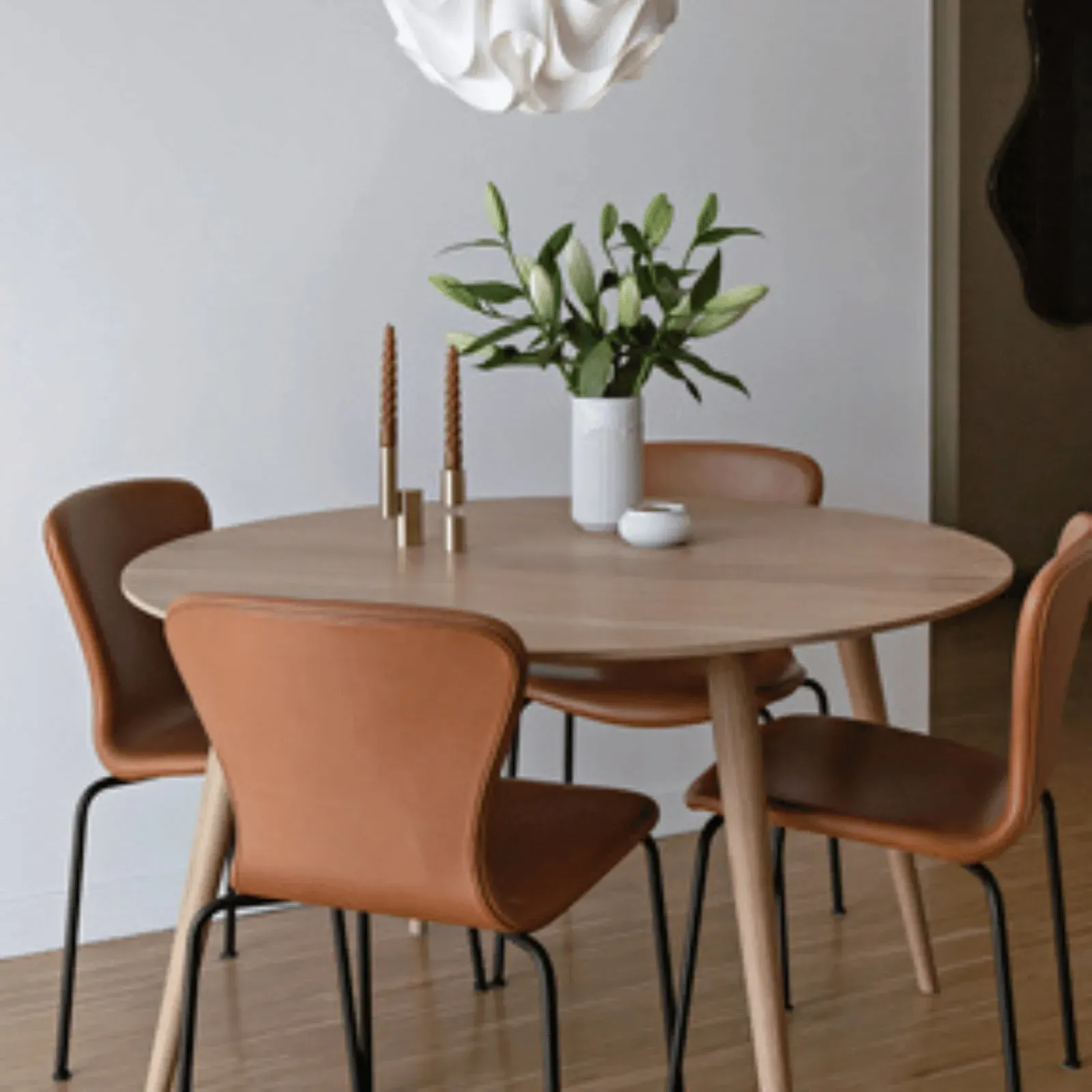 Tube Frame Dining Chair Stackable - Cognac, Leather