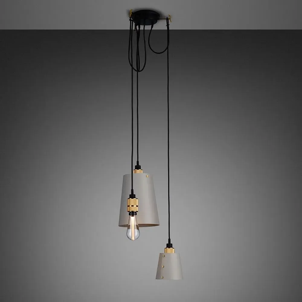 3-Light Cluster Pendant - Brass, Stone Shades