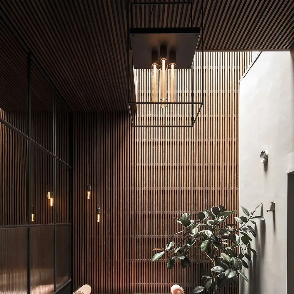 4-Light Caged Ceiling Light - Black, Marble