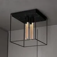 4-Light Caged Ceiling Light - Black, Marble