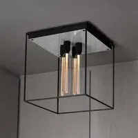 4-Light Caged Ceiling Light - White, Marble