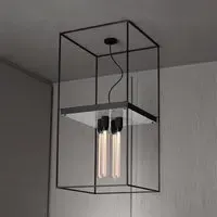 4-Light Caged Ceiling Light with Extension - White
