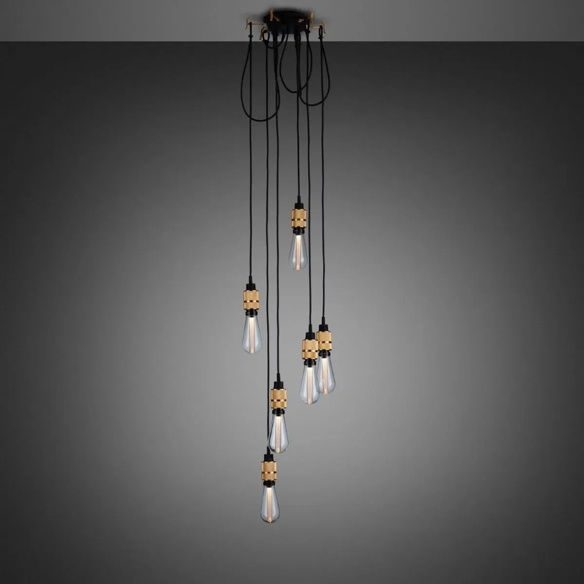 6-Light Cluster Pendant with Hooks - Brass, Metal image