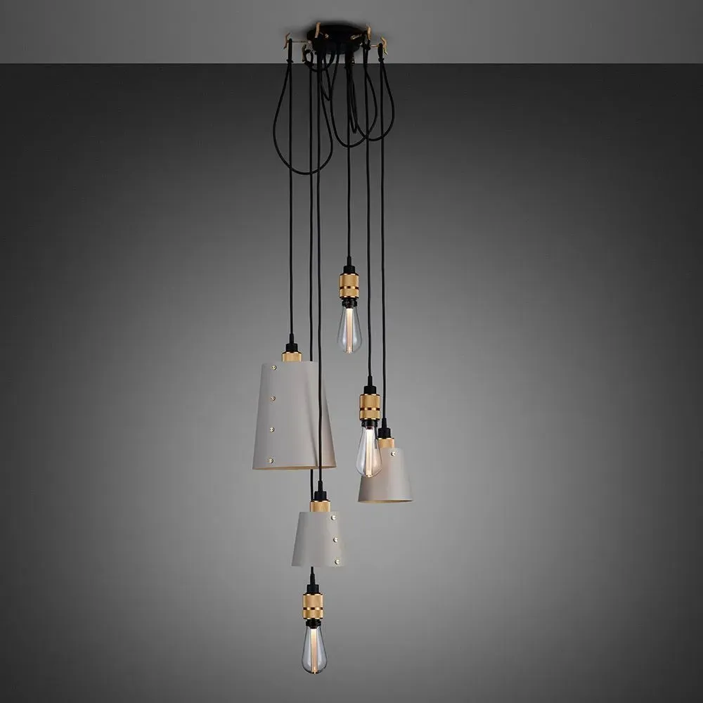 6-Light Cluster Pendant with Hooks - Brass image