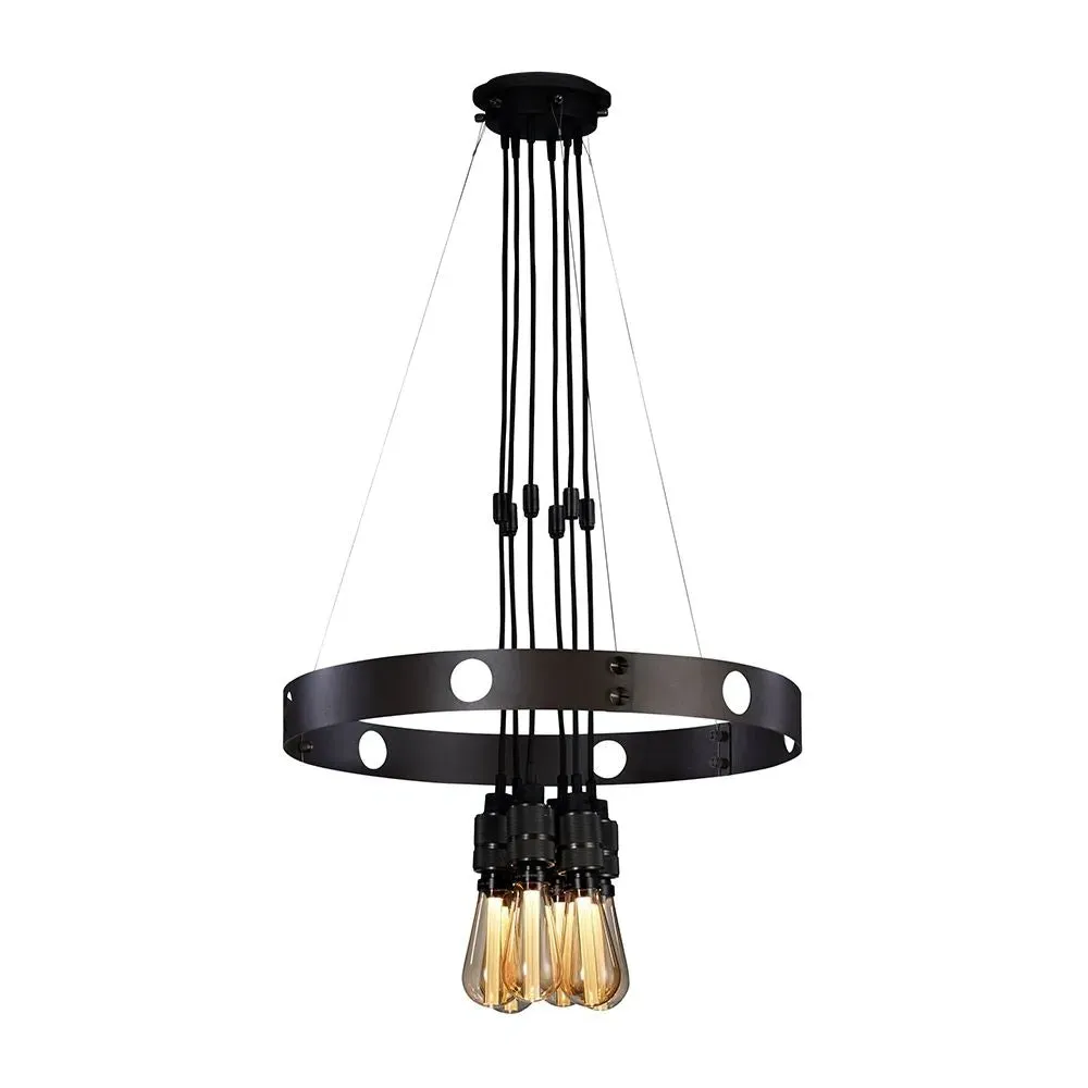 6-Light Pendant Light - Graphite, Brass