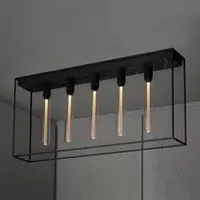 Caged Ceiling Light with 5 LED Bulbs - Black, Marble