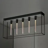 Caged Ceiling Light with 5 LED Bulbs - White, Marble