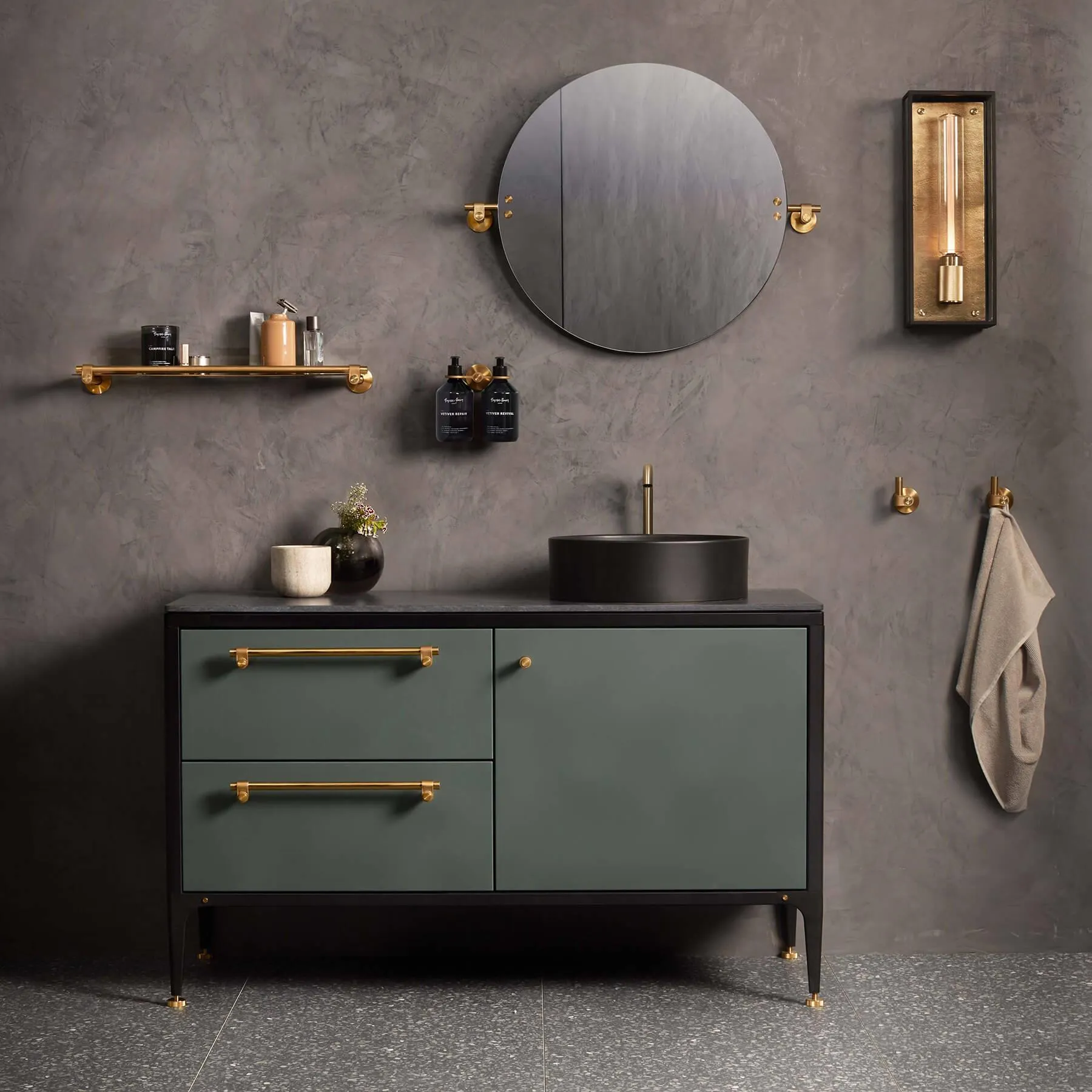 Caged Wet Large Wall Light - Gun Metal