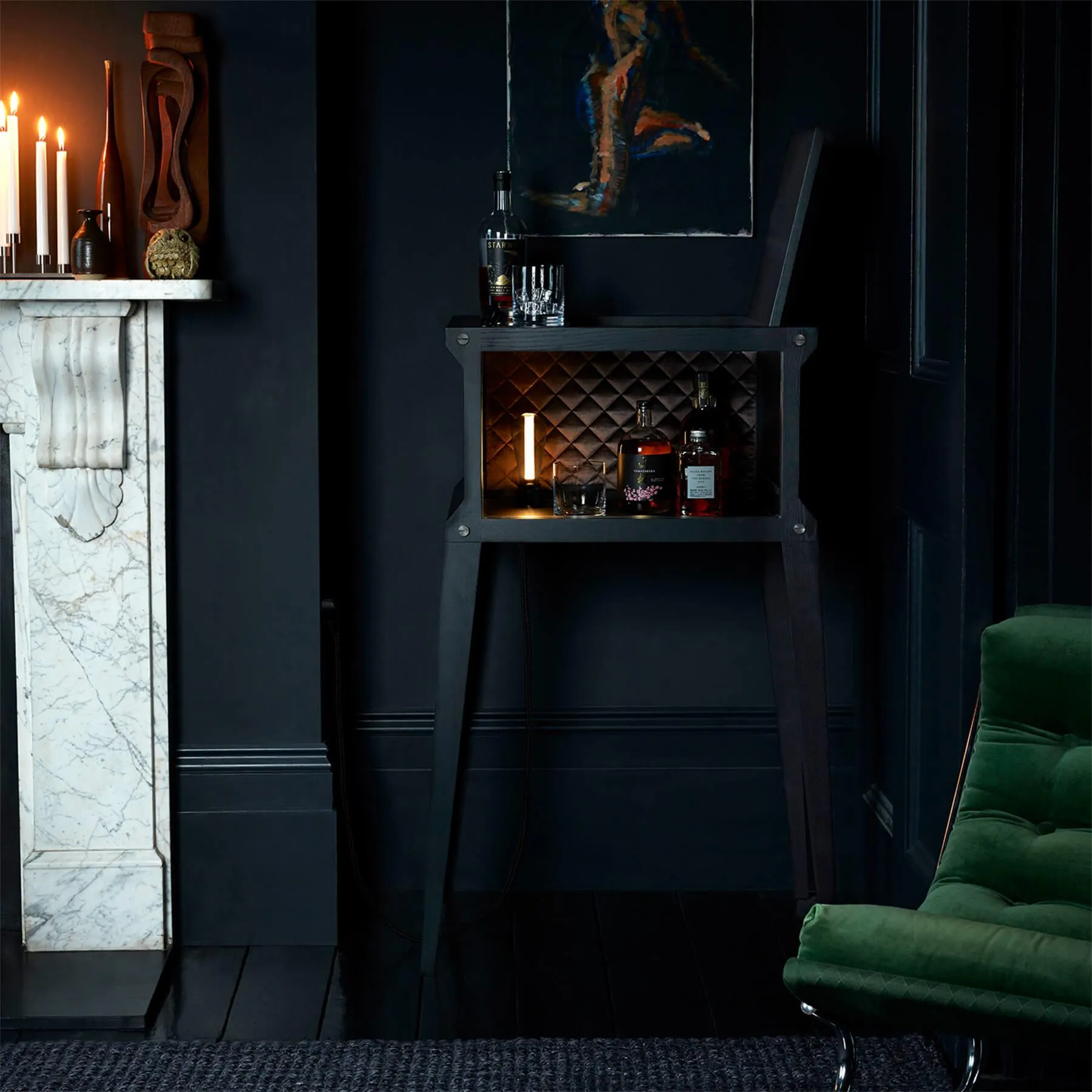 Cocktail Bar with Storage - Black, Oak